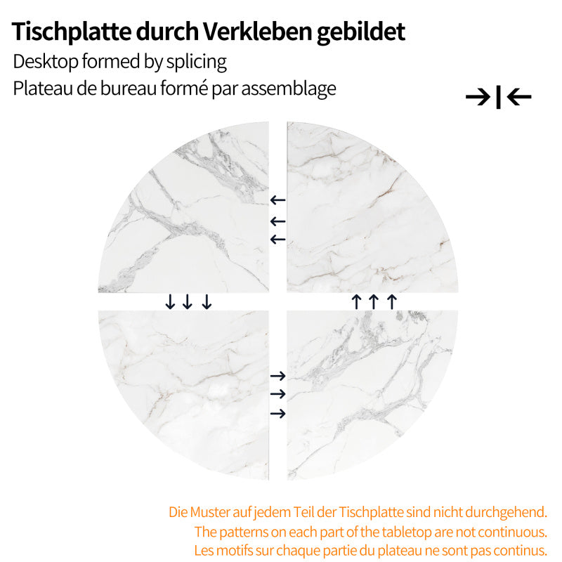 Ronde Eettafel – Rond Tafeltje – Keukentafel – Eetkamertafel – Tafel Rond – Marmerlook MDF Blad – Zwart Metalen A-Poot – 100 cm Compact Design – Stevig & Onderhoudsvriendelijk