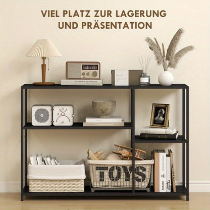 Sidetable – Console Tafel – Haltafel – Gangtafel – Woonkamertafel – 4 Planken – Metalen Frame – Compact Ontwerp – Zwart – 110x30x75 cm