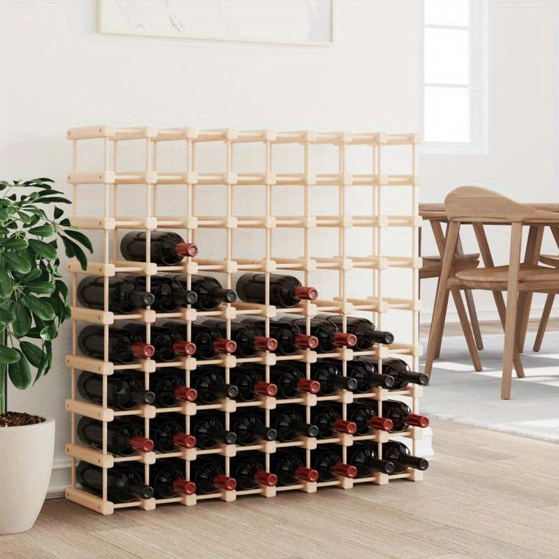Wine Rack for 72 Bottles Measuring 90.5X23X90.5 Cm Made of Solid Pine Wood. The Wine Storage Rack Is Ideal for Use in Bars, Wine Cellars, Kitchens, Restaurants, And More.