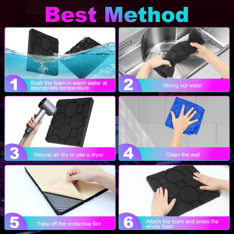 Akoestische Foam Panelen – Geluidsisolatie Platen – Geluidsabsorberende Tegels – Soundproof Panels – Zelfklevend Geluiddempend – 24 Stuks – Echo Vermindering – Eenvoudige Montage