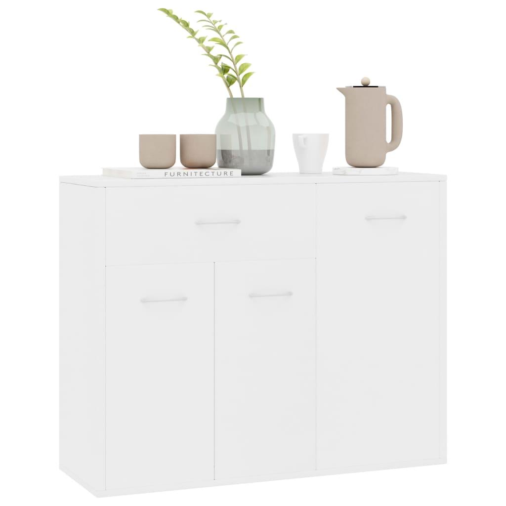 Dressoir – Kast – Opbergkast – Ladekast – Zijpaneelkastje – Wit – 88x30x70 cm – Massief Hout & Spaanplaat – Vloermontage