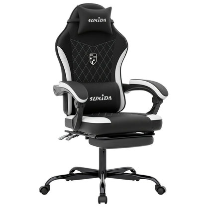 Ergonomische Gaming Stoel – Racing Stoel – Bureaustoel – Gamestoel – Office Chair – Diepgrijs – Verstelbare Rugleuning – Memory Foam Zitting