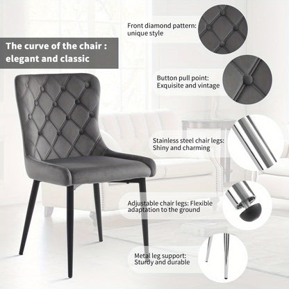 Eetkamerstoelen – Stoelen – Kuipstoelen – Keukenstoelen – Designstoelen – Donkergrijs – Velvet Bekleding – Metalen Zwarte Poten – Ergonomisch Komfort – Set van 2