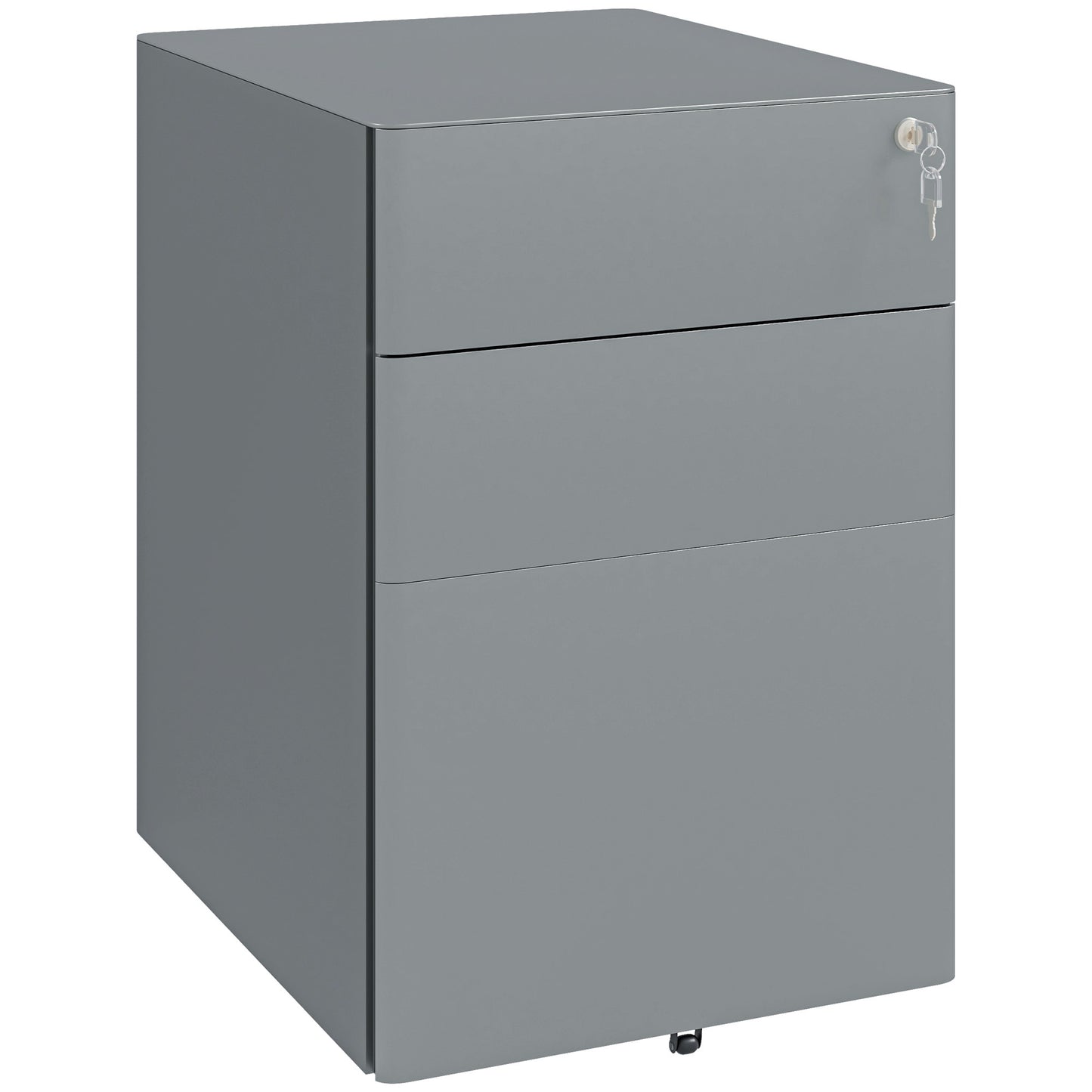 Bureaukastje – Ladeblok – Ladekast – Archiefkast – Opbergkast – Grijs Staal – 3 Lade Met Slot – Compact En Mobiel