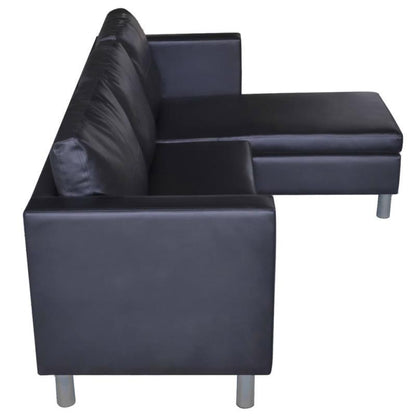 Bankstel – 3-zitsbank – Zitbank – Sofa – Bank – Zwart – Synthetisch Leer – Modern Design – Comfortabele Foamvulling