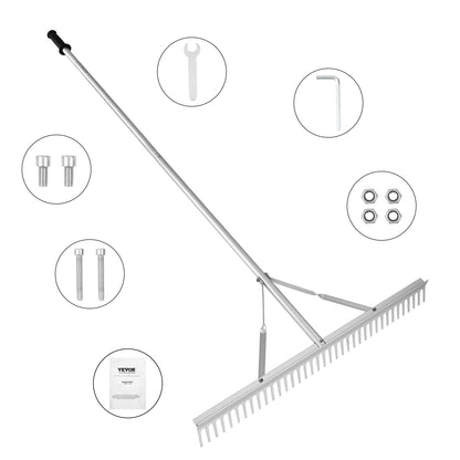 Grasmaaierhark – Gazonhark – Bladhark – Tuinhark – Vijverhark – Aluminium Harkenblad 91,5 cm – Extra Lange Steel 191,5 cm