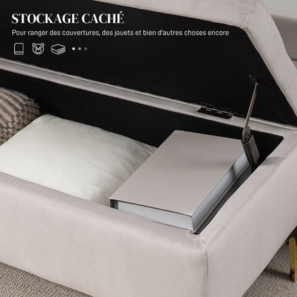 Opbergbank – Opbergkist – Zitbank – Poef – Halbank – Velvet Zitting – Metalen Poten – 120x44x44,5 cm – Hoog Zitcomfort – Ruime Opbergruimte