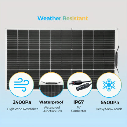 Zonnepanelen Kit – Zonnepaneel Set – Solar Kit – Flexibel Zonnepaneel – Off-Grid Zonnepaneel – 500W Vermogen – Monokristallijn, Lichtgewicht & Waterdicht