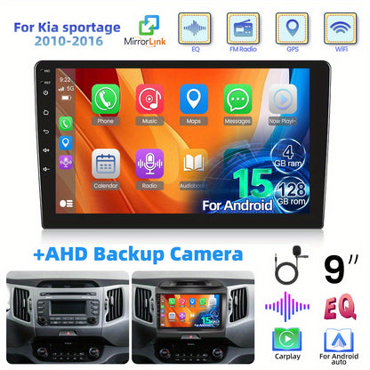 Android 2-DIN Autoradio – In-Car Navigatie – Multimedia Systeem – Touchscreen Radio – GPS Autoradio – 9 Inch HD Scherm – 4GB RAM 128GB Opslag – Draadloos CarPlay & Android Auto – Achteruitrijcamera