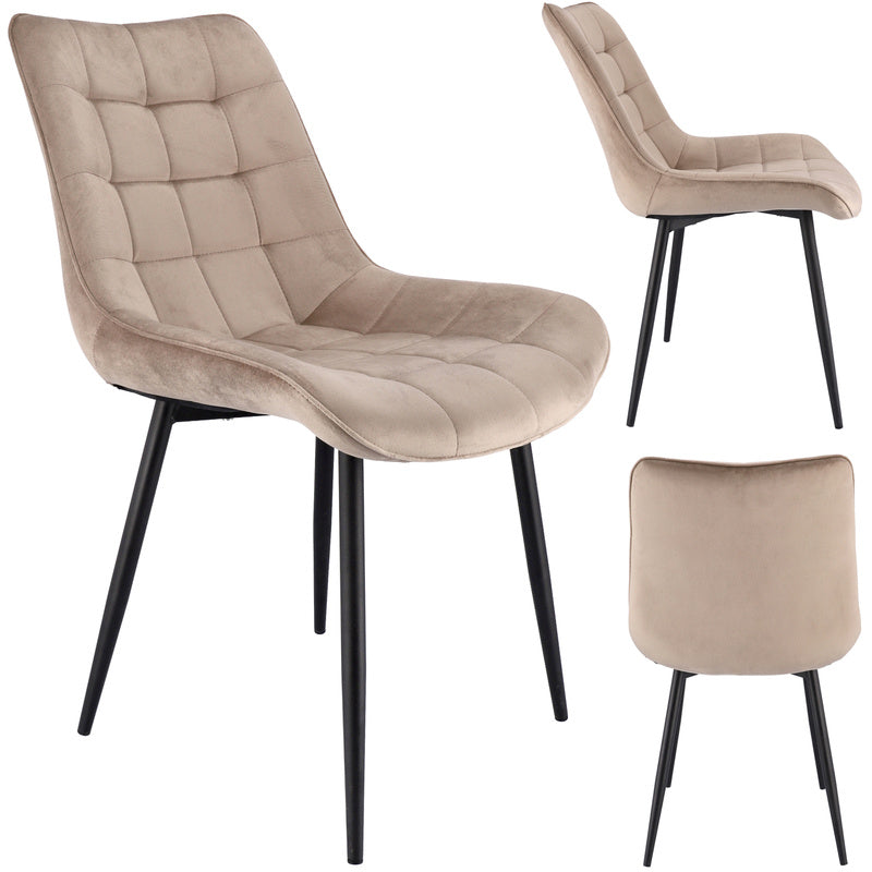 Beige Stoel – Fauteuil – Eetkamerstoel – Zitstoel – Lounge Stoel – Velvet Bekleding – Metalen Poot – Hoogte 83 cm – Draaggewicht 130 kg