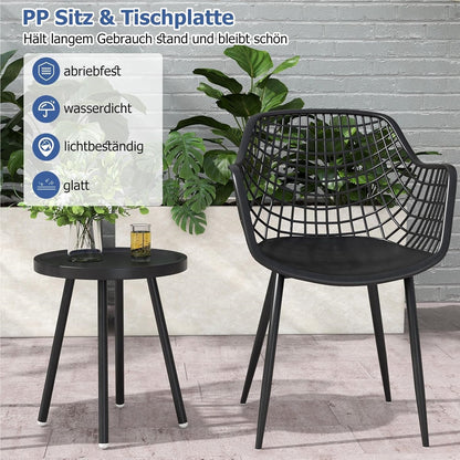 Balkonset – Tuinmeubelset – Balkonmeubelen – Loungeset – Buitenset – Weerbestendig – Met Metalen Frame En Ergonomische Stoelen – Zwart