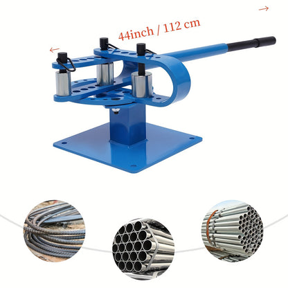 Handmatige Buigmachine – Buizenbuiger – Pijpbuiger – Metalen Buigen – Staven Buigen – Blauw – Telescopisch Handvat 112 cm – 7 Verwisselbare Buigmatrijzen 25-75 mm