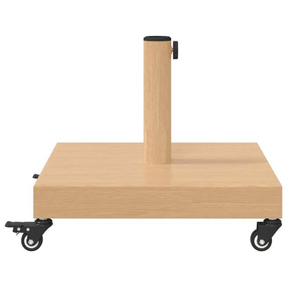 Parasolvastzetter – Parasolvoet – Parasolhouder – Parasolstandaard – Parasolpen – Licht Houtdesign – 45x45x31,5 cm – Weerbestendig & Met Remmen - Bruin