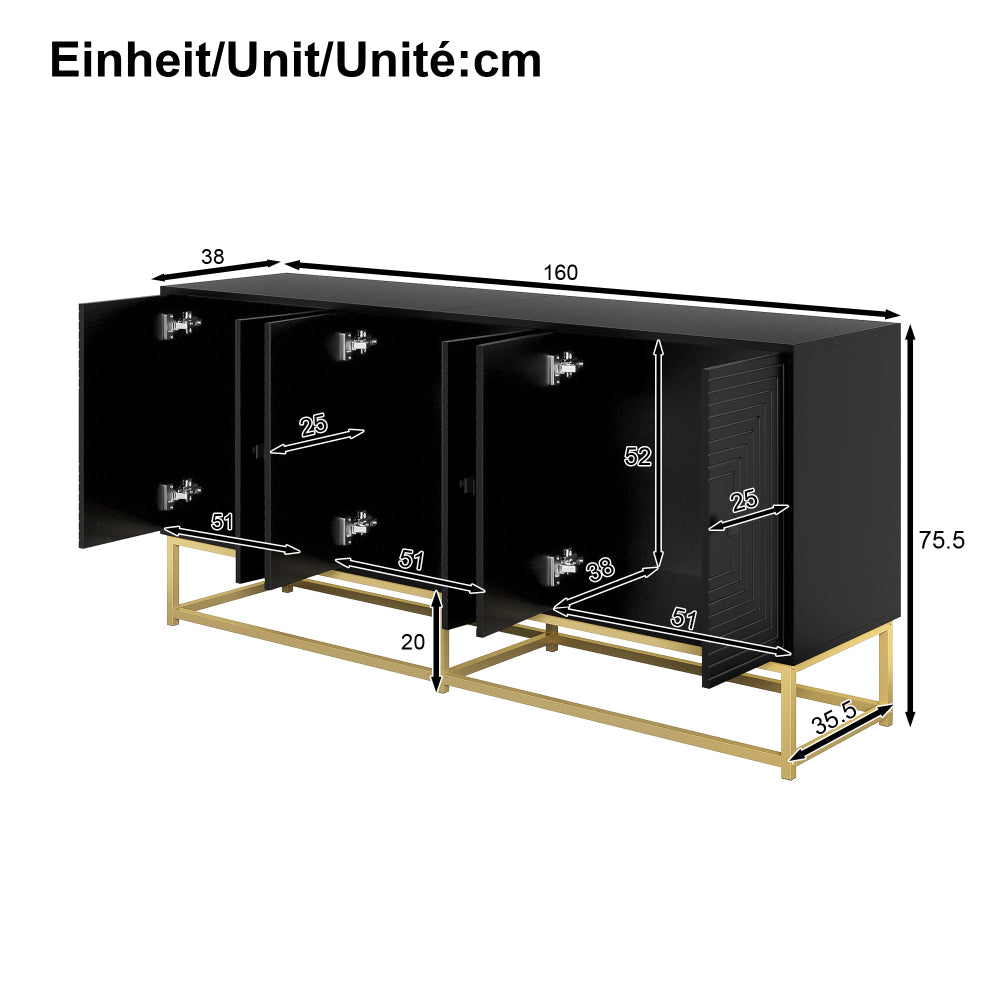 Modern Large Storage Cabinet with 3 Double Doors - -Standing Matte Cabinet Suitable for Living Room, Dining Room & Office - Spacious, Modern Furniture