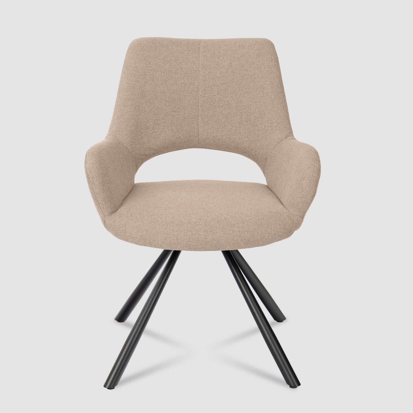 Eetkamerstoel – Stoel – Kuipstoel – Armstoel – Dining Chair – Scandinavisch Design – Comfortabele Stoffering – Metalen Poten 58,5x59x81 cm