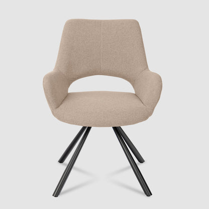 Eetkamerstoel – Stoel – Kuipstoel – Armstoel – Dining Chair – Scandinavisch Design – Comfortabele Stoffering – Metalen Poten 58,5x59x81 cm
