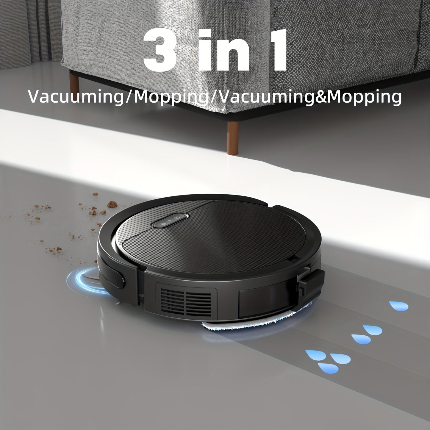 Robotstofzuiger – Stofzuigerrobot – Dweilrobot – Vloerreiniger – Automatische Stofzuiger – 4000Pa Zuigkracht – Ultradun 2,99 cm Design – 120 Minuten Werkduur – Zwart