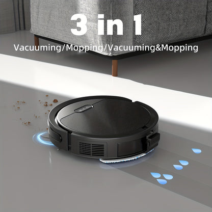 Robotstofzuiger – Stofzuigerrobot – Dweilrobot – Vloerreiniger – Automatische Stofzuiger – 4000Pa Zuigkracht – Ultradun 2,99 cm Design – 120 Minuten Werkduur – Zwart