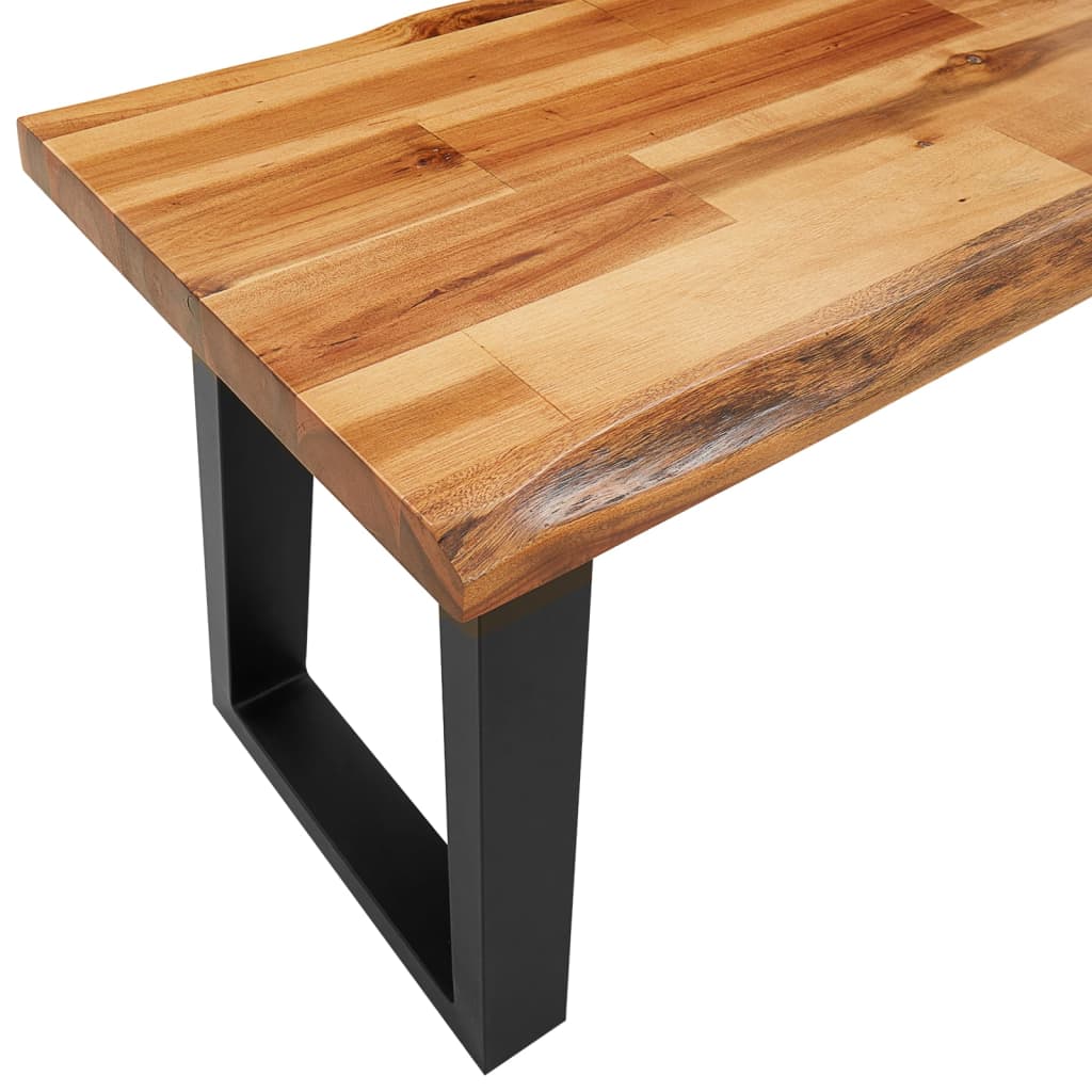 Eetkamer Hoekset – Hoekbank – Eettafel Set – Dining Set – Hoekmeubel – Massief Acaciahout – U-Vormige Stalen Poten – 180 cm Lang