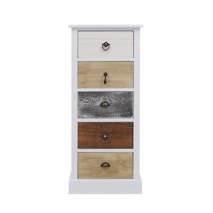 Dressoir – Ladekast – Opbergkast – Commode – Kast – 5 Lades – Paulowniahout – Vintage Retro Design – 84x37x27 cm