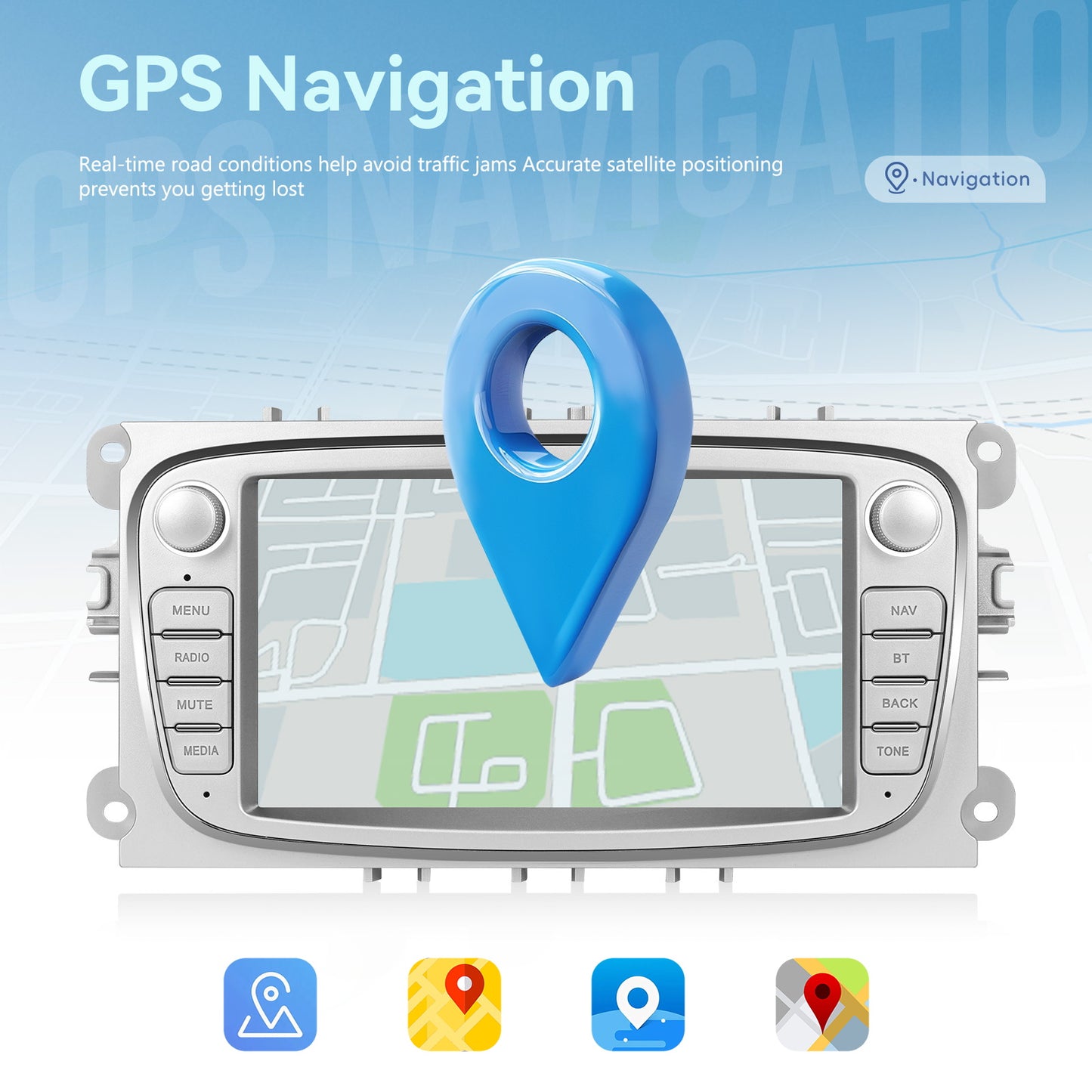 8 Cores 4+64GB Android 15 Car Radio for Ford Focus Mondeo C-MAX S-MAX for galaxy II Kuga 17.78 cm Wireless Carplay Radio with Android Car Mirror Link B-T FM/ RDS/ EQ/ DSP WiFi GPS Navigation Reversing, Car Entertainment Syste
