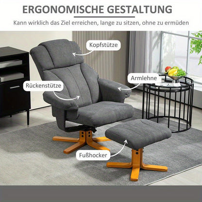 Adjustable Recliner Chair with Footrest - Heavy-Duty Hardwood Frame, Manual Recliner Sofa with Cushioned Seat & Backrest, Easy Assembly Living Room, Bedroom, Home Office Chair - Sturdy Base for Living Room, Dining Area, Balco