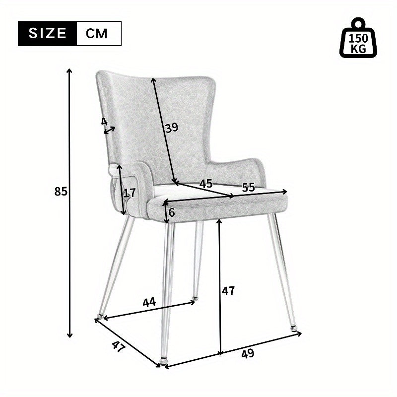Eetkamerstoelen – Stoelen – Kuipstoelen – Armleunstoelen – Dining Chairs – Luxe Fluwelen Zitting – Zilverkleurig Metalen Frame – Set van 6 – Beige – Comfortabel