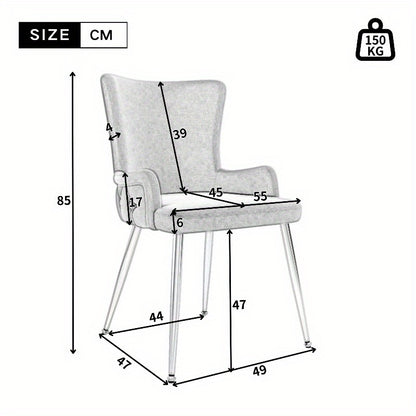 Eetkamerstoelen – Stoelen – Kuipstoelen – Armleunstoelen – Dining Chairs – Luxe Fluwelen Zitting – Zilverkleurig Metalen Frame – Set van 6 – Beige – Comfortabel