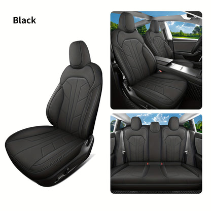 Stoelbekleding – Stoelhoes – Autostoelbekleding – Autostoelhoes – Stoelbescherming – PU Leder – Ademend 3D-Honingraatmateriaal – Universele Pasvorm Voor Tesla 5-Zits
