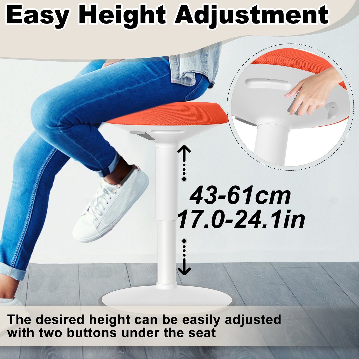 Kappersstoel – Salonstoel – Draaistoel – Werkstoel – Zadelkruk – Verstelbare Zithoogte 54-79 cm – Antislip TPE-Basis & Comfortabele Schuimvulling