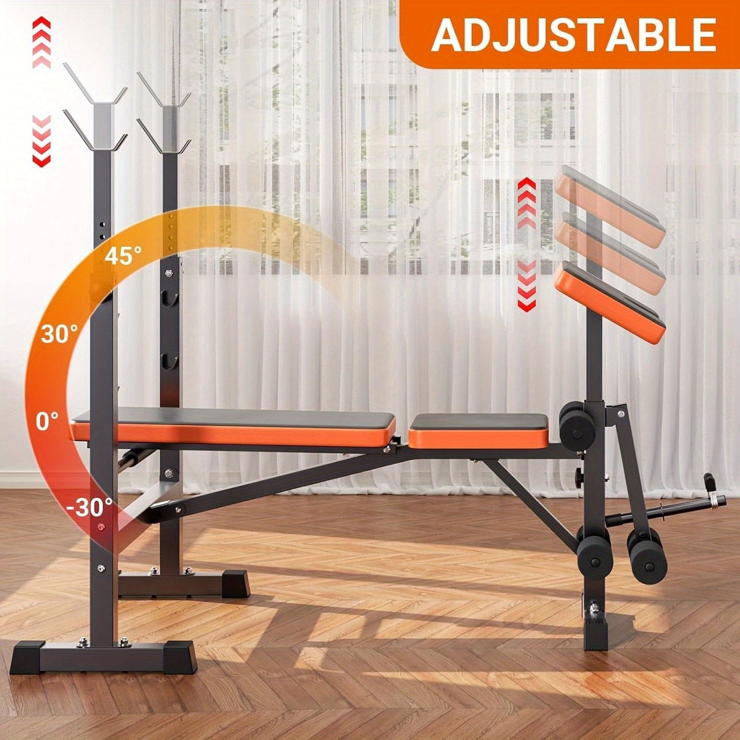 Halteroefenbank – Fitnessbank – Trainingsbank – Gewichthefbank – Benchpressbank – 6-in-1 Verstelbaar – Inklapbaar – Stalen Frame 299 kg Draagkracht – Compact Voor Thuisgebruik