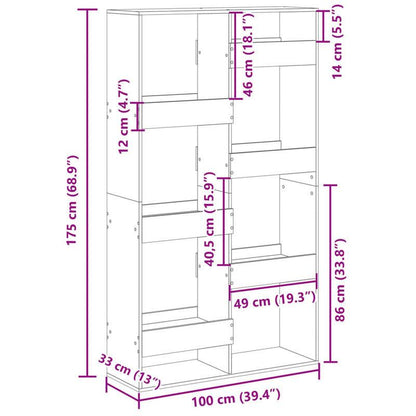 Bookcase Smoked Oak 100X33X175 Cm Wood Material