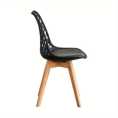 Set van 6 Eetkamerstoelen – Scandinavische Stijl, Mesh Rugleuning & PU Zitting – Beukenhouten Poten, Multifunctioneel voor Keuken, Woonkamer en Kantoor