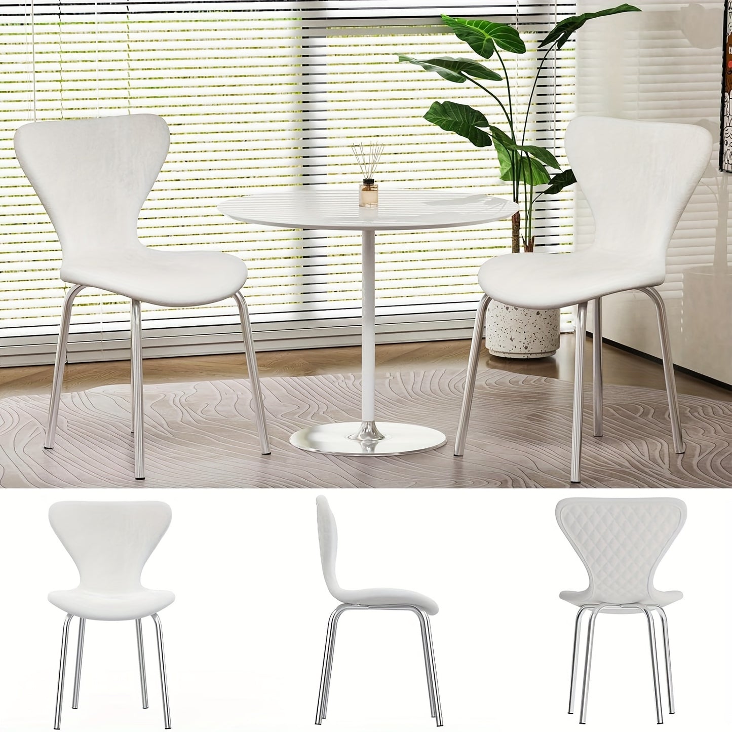 Eetkamerstoelen – Stoelen – Kuipstoelen – Designer Stoelen – Witte Fluwelen Stoelen – Ergonomisch Ontwerp – Metalen Frame