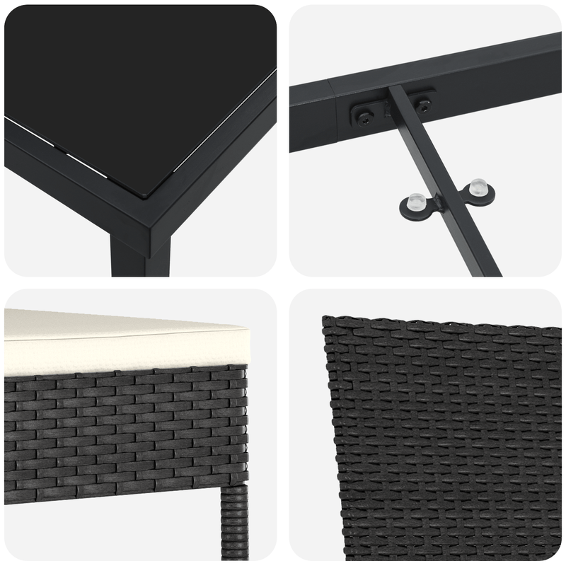 5-Delige Tuinset – Tuinmeubelset – Tuindining Set – Balkonset – Terrasmeubels – Zwart Poly-Rattan – Weerbestendig & Lichtgewicht