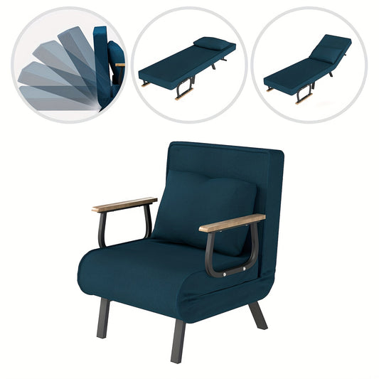 Slaapbank – Slaapstoel – Bedbank – Sofa – Logeerbed – 5-in-1 Multifunctioneel – Comfortabele Geheugenfoam Kussens – Ruimtebesparend Blauw Design 81x65x47 cm
