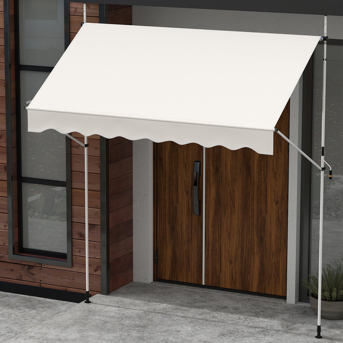 Inklapbare Zonwering – Uitvalscherm – Terraszonnescherm – Balkonzonwering – Zonnescherm Wit – Handmatig Verstelbaar – 200 cm Breed – 210-300 cm Hoog – Stevig Aluminium Frame – Waterafstotend Polyester