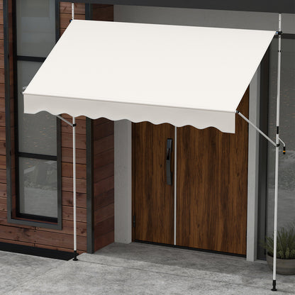 Inklapbare Zonwering – Uitvalscherm – Terraszonnescherm – Balkonzonwering – Zonnescherm Wit – Handmatig Verstelbaar – 200 cm Breed – 210-300 cm Hoog – Stevig Aluminium Frame – Waterafstotend Polyester