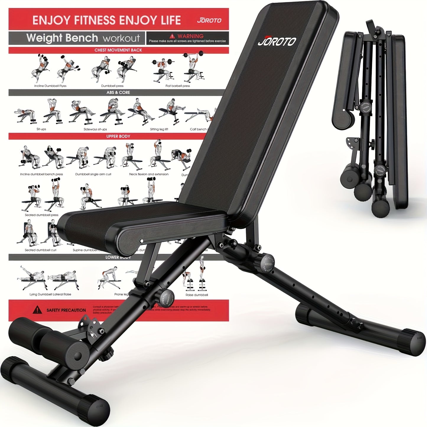 Fitnessbank – Halterbank – Trainingsbank – Bench Press Bank – Gewichthefbank – Verstelbaar in 4 standen – Draagvermogen tot 317,5 kg – Inklapbaar met autolock-systeem