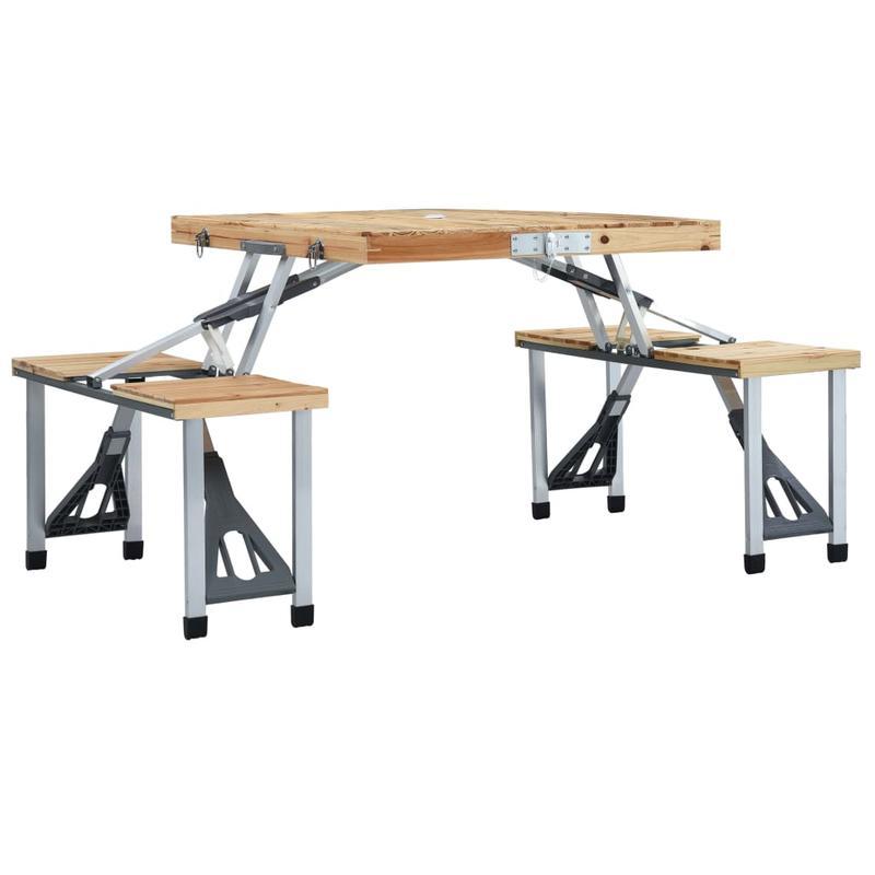Campingtafel – Opvouwbare Tafel – Picknicktafel – Kampeertafel – Buitentafel – Lichtgewicht Aluminium & Hout – Stevig Stalen Frame