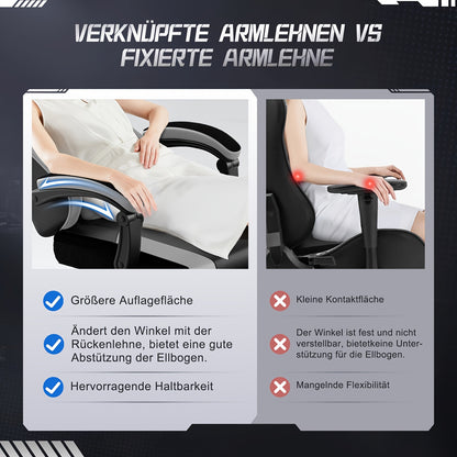 Authmic Gaming Chair - Ergonomic Gaming Chair With Footrest, Headrest, And Lumbar Support | Height Adjustable, Padded, 150 Kg Load Capacity, Rotating PC Chair