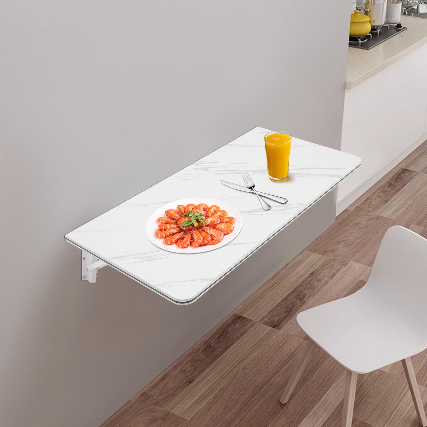 Wandklaptafel – Klaptafel – Muurtafel – Opklapbare Tafel – Ruimtebesparende Tafel – 80x40 cm – Hoogwaardig Wit Hout – Eenvoudige Montage