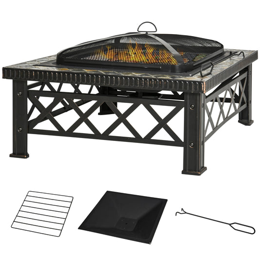 3-in-1 Vuurschaal – Vuurkorf – Vuurmand – Tuinhaard – BBQ Grill – Zwart Gelakt Staal – Tot 500°C Hittebestendig