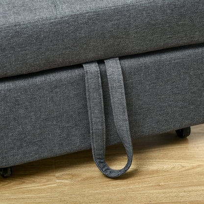 Relaxstoel – Fauteuil – Ligstoel – Slaapstoel – Zitstoel – 3-in-1 Multifunctioneel – Donkergrijs Linnen-look – Inclusief Comfortabel Kussen – Max. 150 Kg Draagkracht