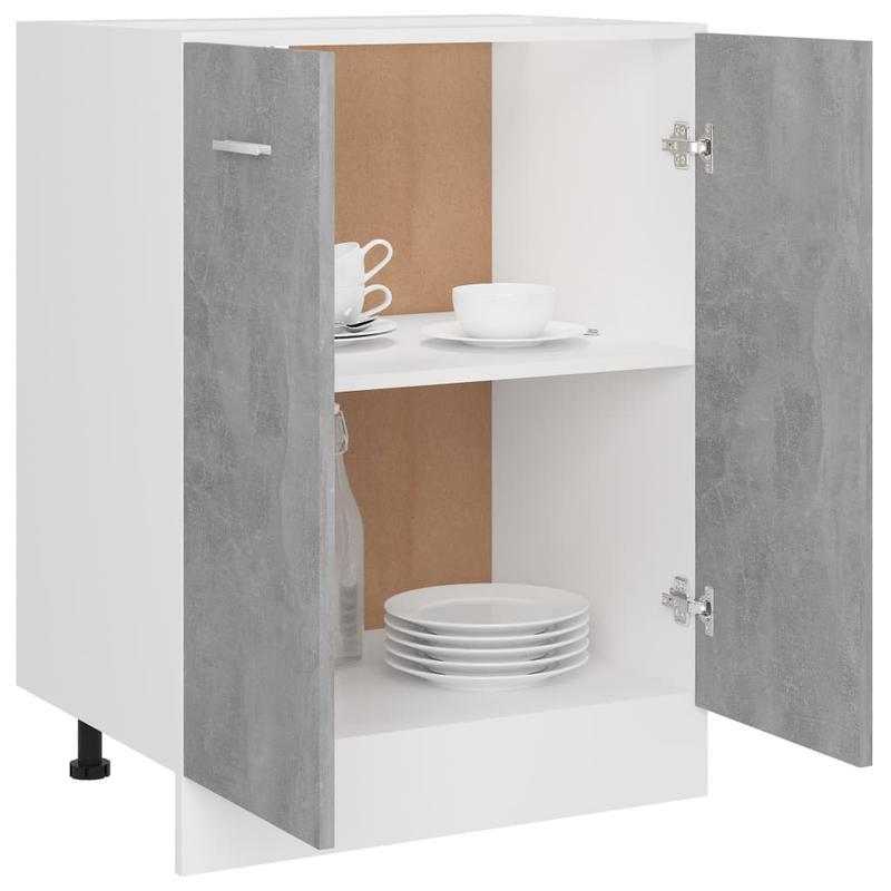 Onderkast – Opbergkast – Kastje – Ladekast – Dressoir – Betongrijs – Hardhout – 60x46x81,5 cm – Industrieel Design