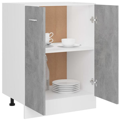 Onderkast – Opbergkast – Kastje – Ladekast – Dressoir – Betongrijs – Hardhout – 60x46x81,5 cm – Industrieel Design