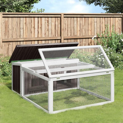 Konijnenhok – Konijnenkooi – Knaagdierverblijf – Buitenhok – Binnenhok – Grijs – Massief Grenenhout – Ruim 117,5x97x47,5 cm – Weerbestendig & Makkelijk Schoon Te Maken