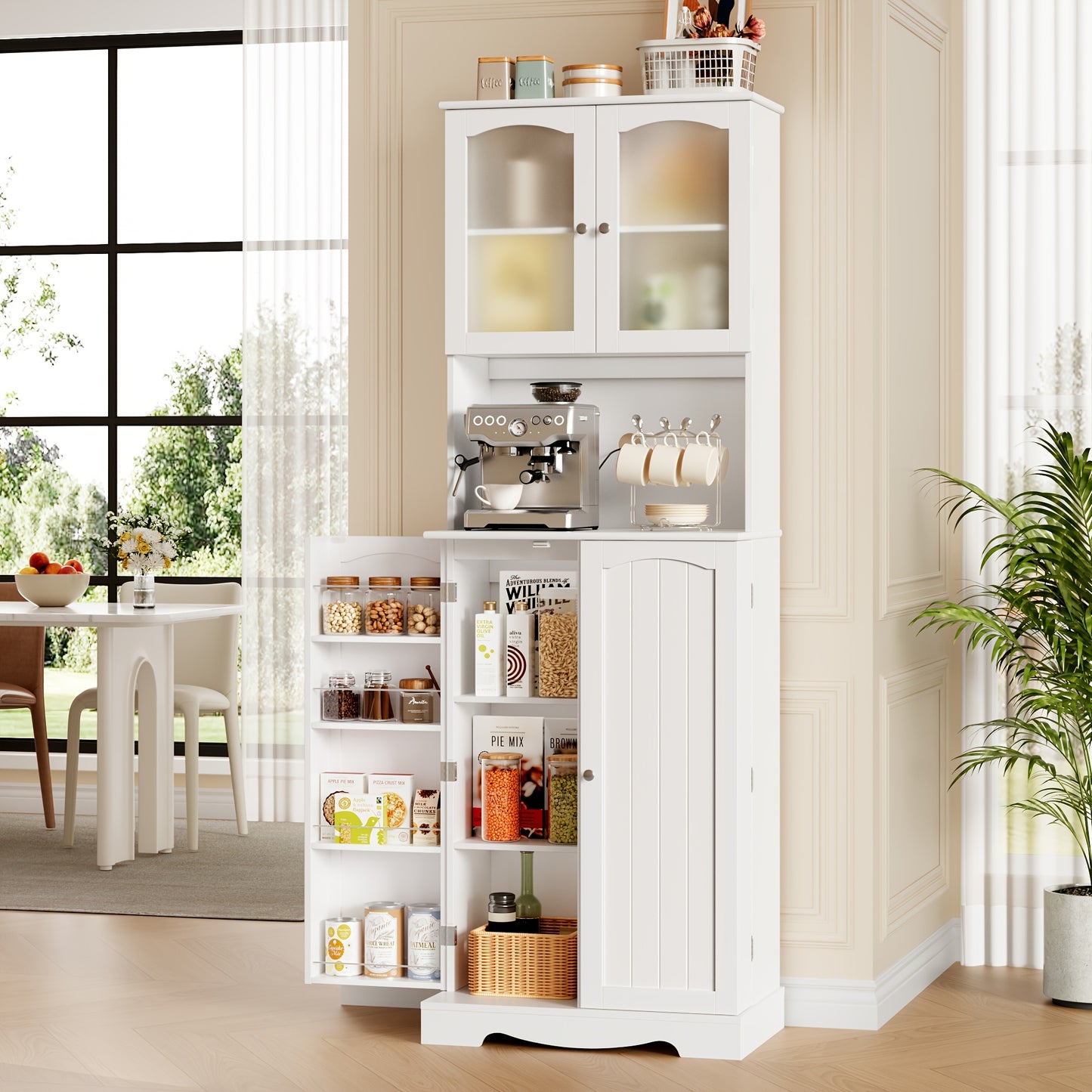 Keukenkast – Keukenmeubel – Opbergkast – Bovenkast – Hoge Kast – 181 cm Hoog – Verstelbare Planken – MDF Hout Afwerking