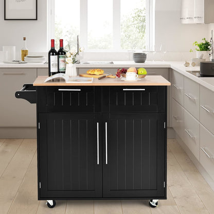 Keukentrolley – Keukenwagen – Serveerwagen – Werktafel – Verrijdbare Kar – 2 Lades Met Soft-Close – 4 Zwenkwielen Voor Makkelijk Verplaatsen