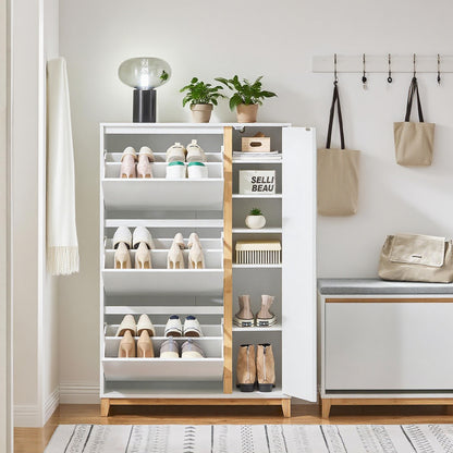 Opvouwbare Eettafel – Uitschuifbare Tafel – Keukentafel – Multifunctionele Tafel – Tafel op Wielen – Met 2 Laden en 1 Kast – 76 x 140 x 74 cm – Grijs/Natuurhout
